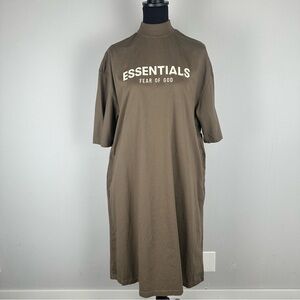 Essentials Fear of God Brown T-Shirt Dress Womens Small Oversized Short Sleeve